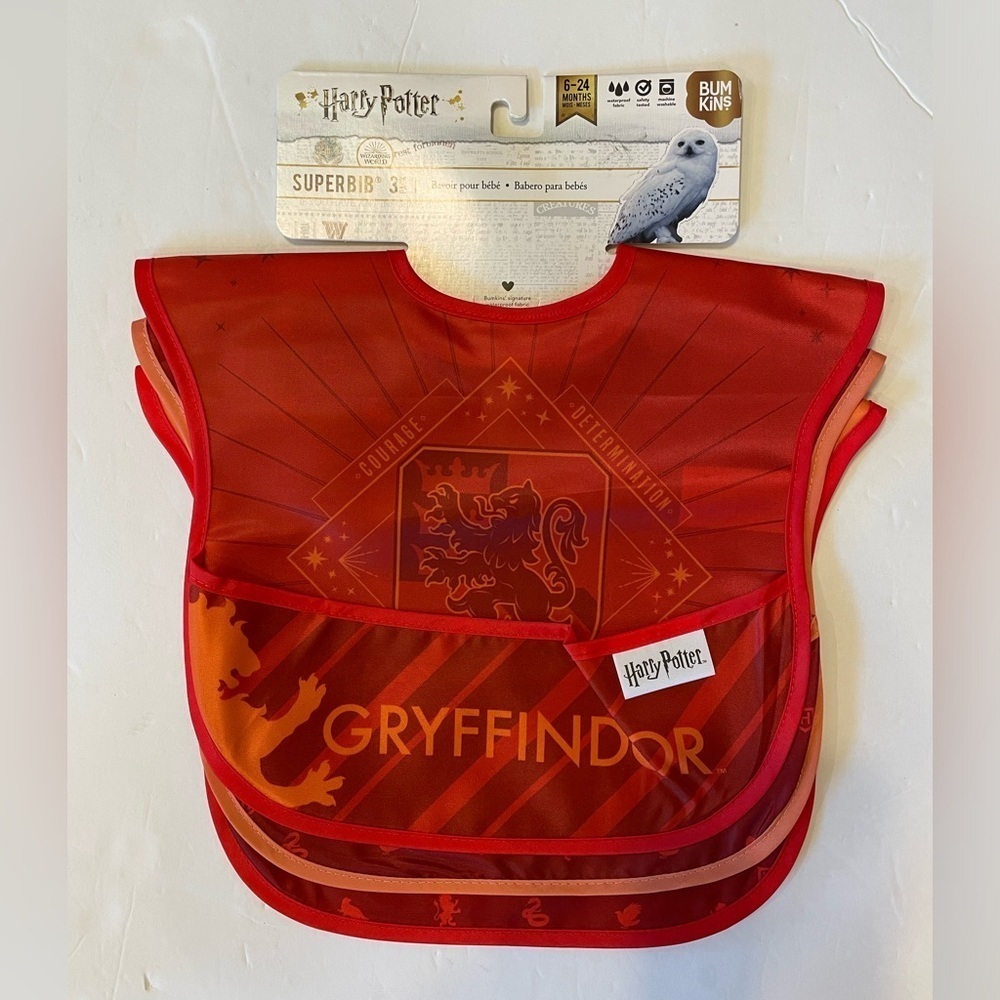 Harry Potter Gryffindor Superbib Set Of 3 Bibs NWT